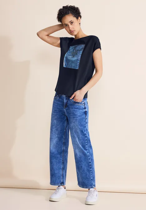 T-Shirt mit Print Patch deep blue