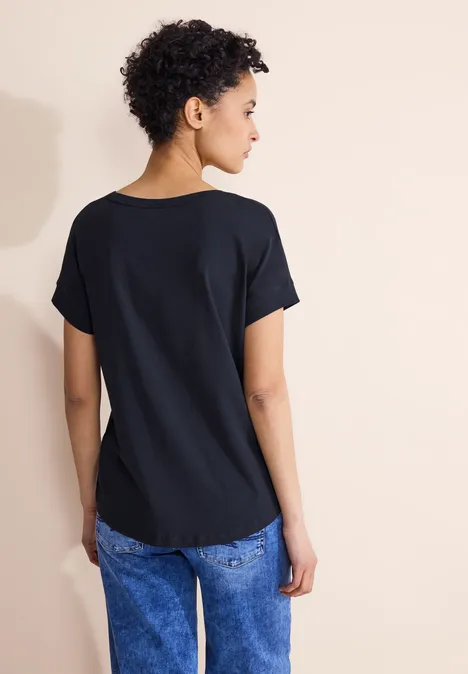 T-Shirt mit Stickerei deep blue