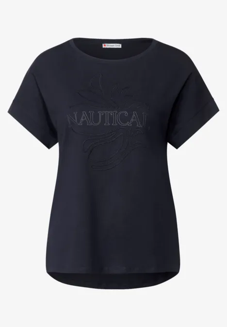 T-Shirt mit Stickerei deep blue