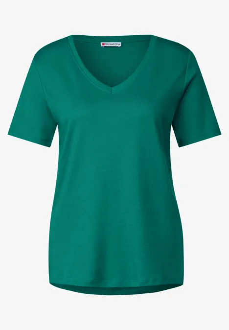 Basic V-Neck Shirt intense aqua