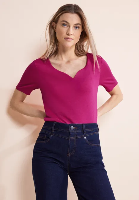 Shirt mit Herz-Ausschnitt magnolia pink