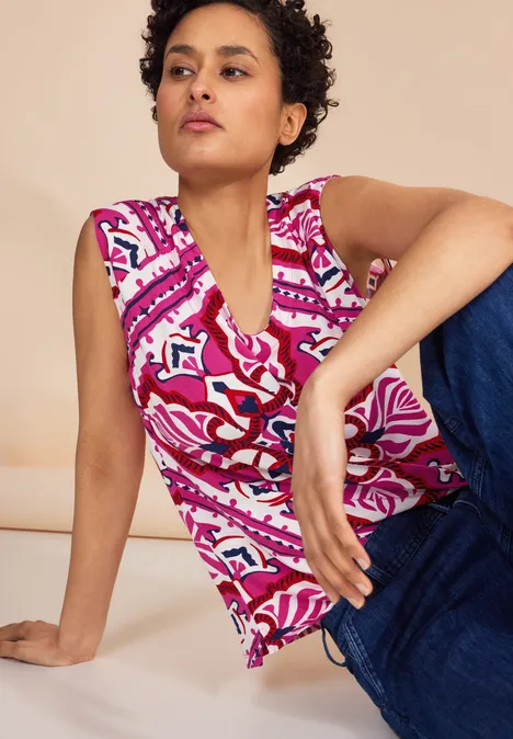 Débardeur en jersey avec imprimé magnolia pink