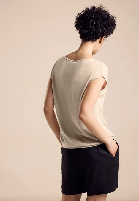 Shirt im Strick Look light smooth sand