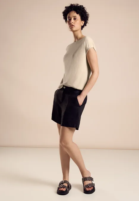 Shirt im Strick Look light smooth sand