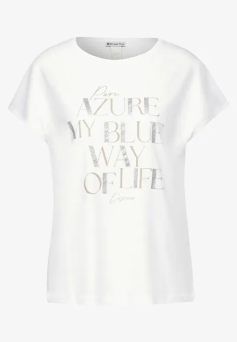 T-Shirt mit Glitzerwording White T-Shirt mit Glitzerwording White