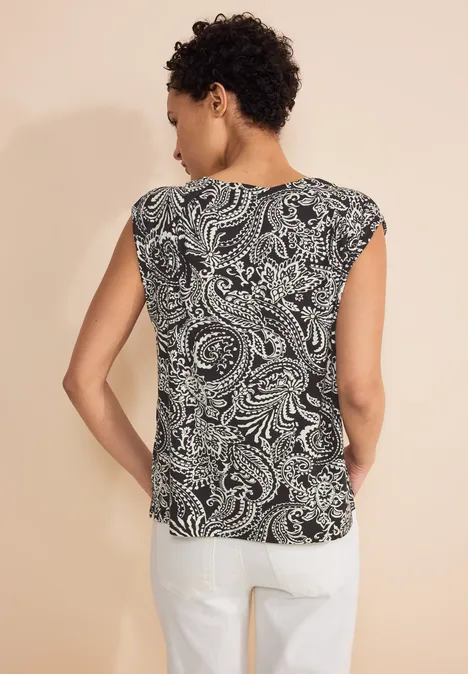 Jersey Top mit Print Black