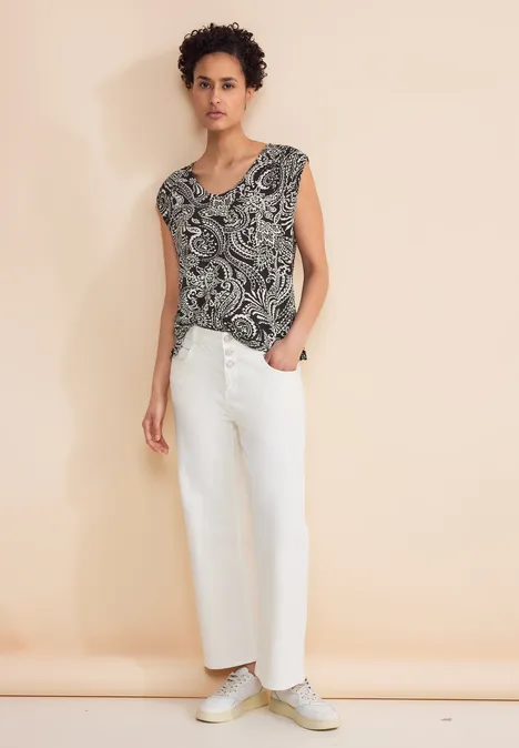 Jersey Top mit Print Black