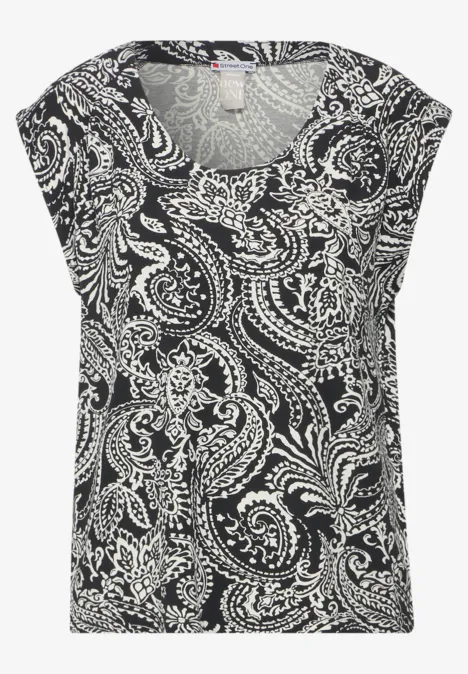 Jersey Top mit Print Black