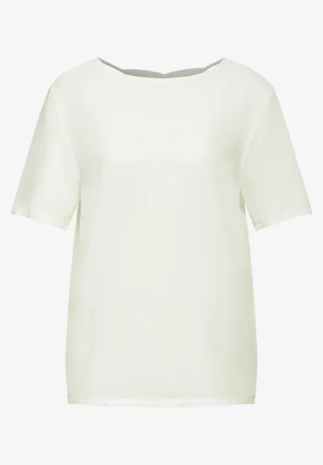 Materialmix T-Shirt off white
