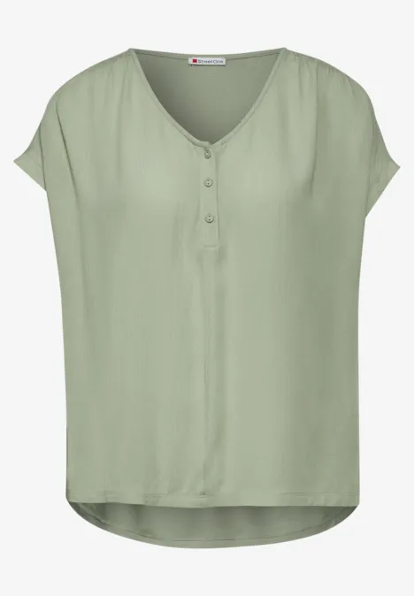 Materialmix T-Shirt soft moss green