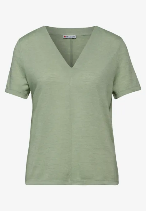 Leinen Look T-Shirt soft moss green