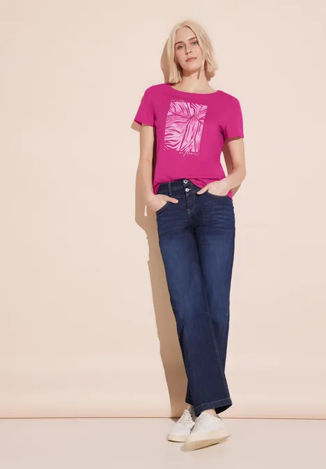 T-Shirt mit Folienprint magnolia pink