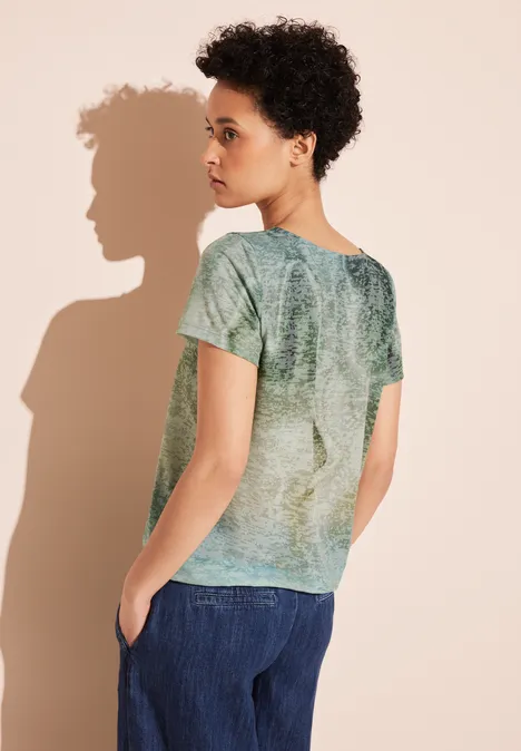 T-shirt met kleurverloop soft moss green