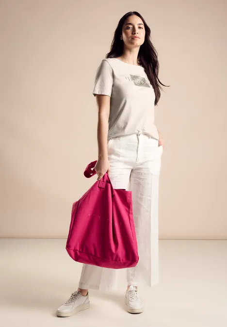 T-Shirt mit Frontprint smooth sand beige T-Shirt mit Frontprint smooth sand beige