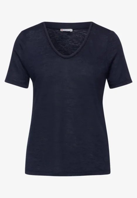 T-Shirt in Leinenoptik deep blue