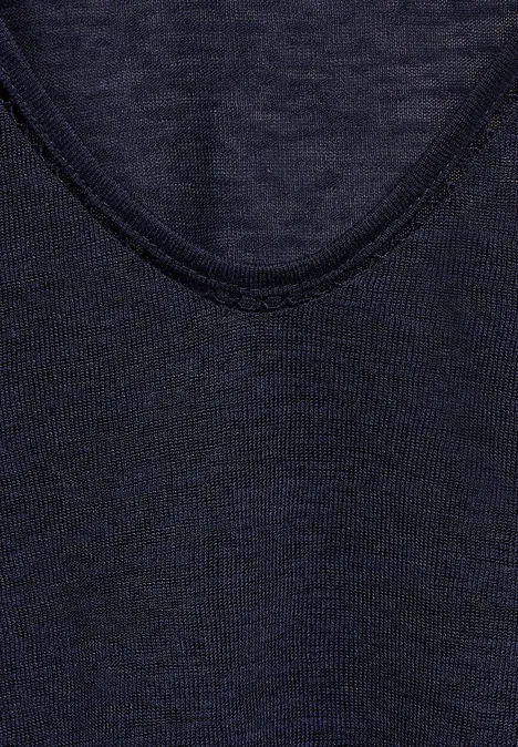 T-Shirt in Leinenoptik deep blue