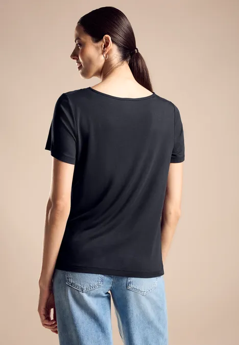 Shirt im Cupro Materialmix deep blue