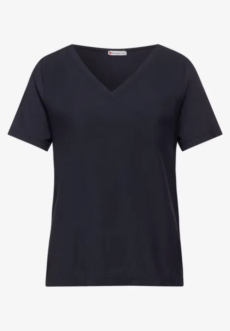 Shirt im Cupro Materialmix deep blue