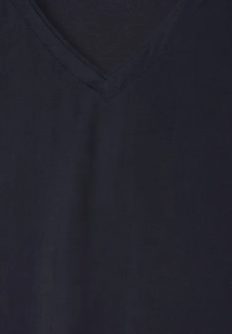 Shirt im Cupro Materialmix deep blue