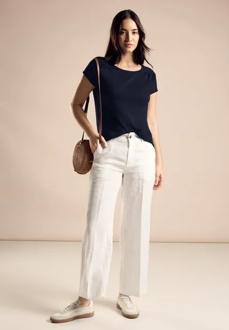 T-shirt met plooien deep blue