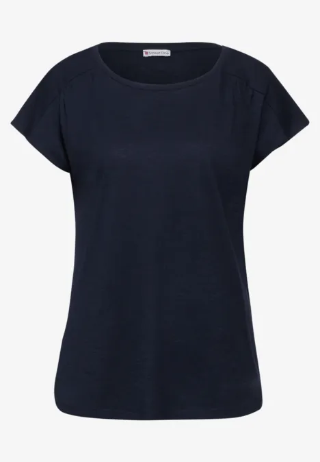 T-shirt met plooien deep blue