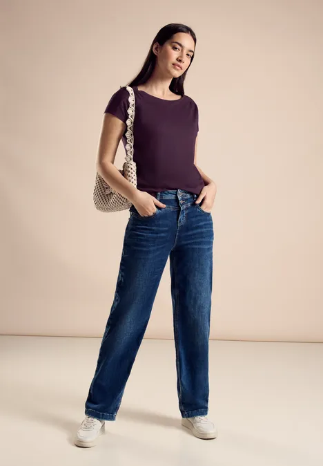 T-Shirt mit Raffung dark berry purple