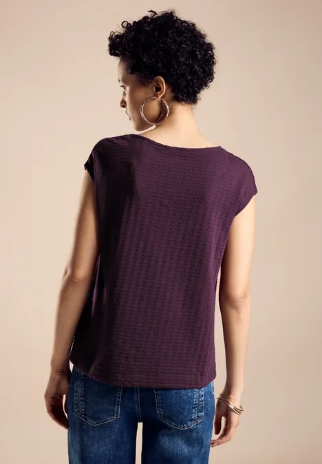 T-Shirt mit Struktur dark berry purple