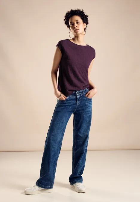 T-Shirt mit Struktur dark berry purple
