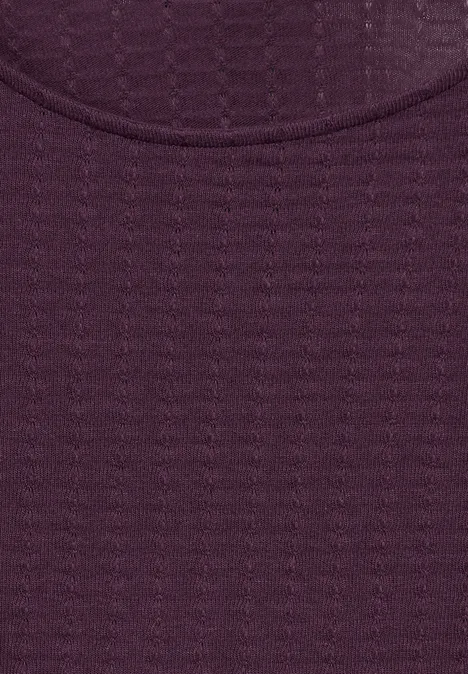 T-Shirt mit Struktur dark berry purple