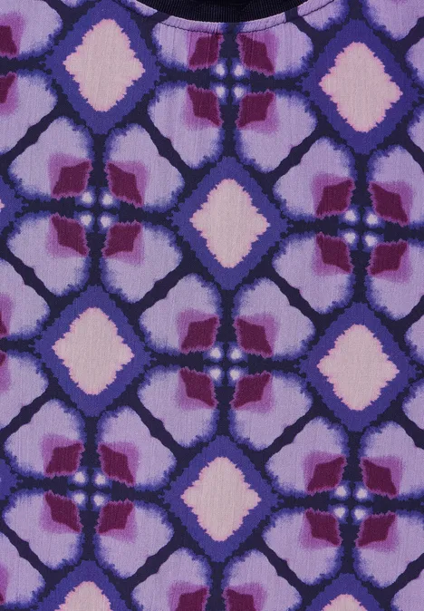 Print Top im Materialmix bellflower lilac