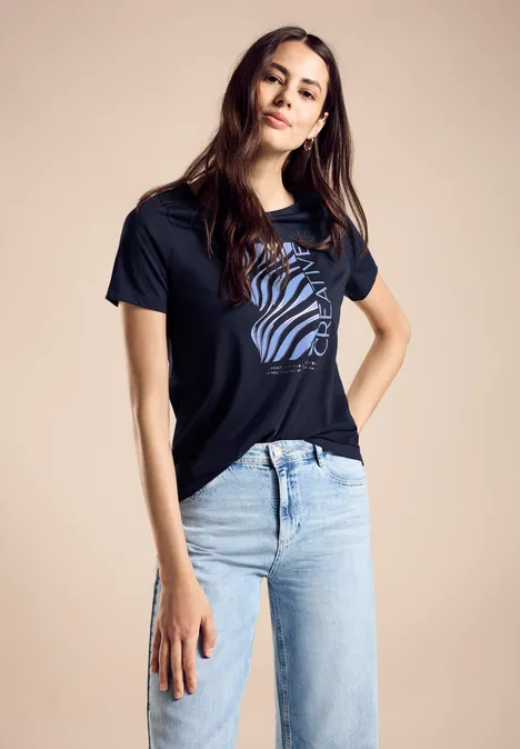 T-Shirt mit Frontprint deep blue