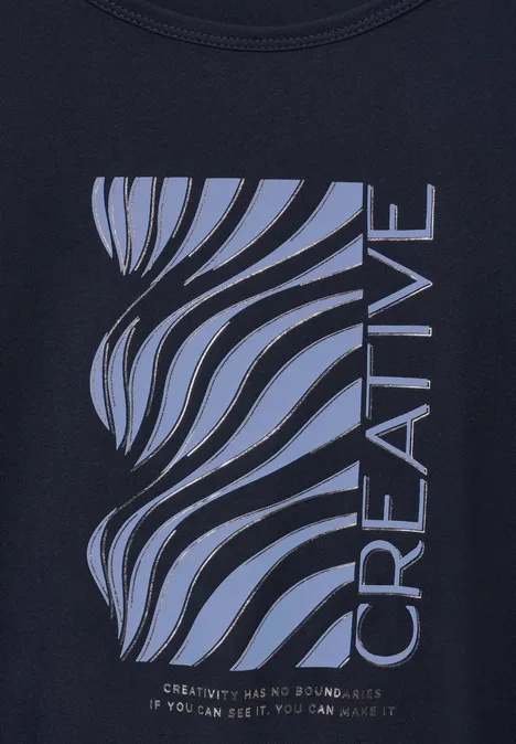 T-Shirt mit Frontprint deep blue