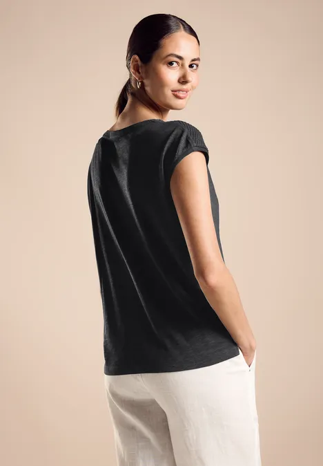 T-Shirt mit Spitze Black