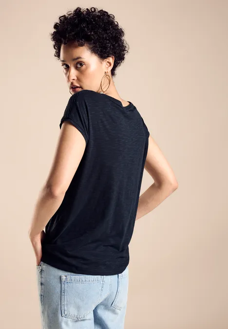 T-Shirt mit Spitze deep blue