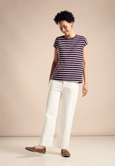 Gestreiftes T-Shirt dark berry purple