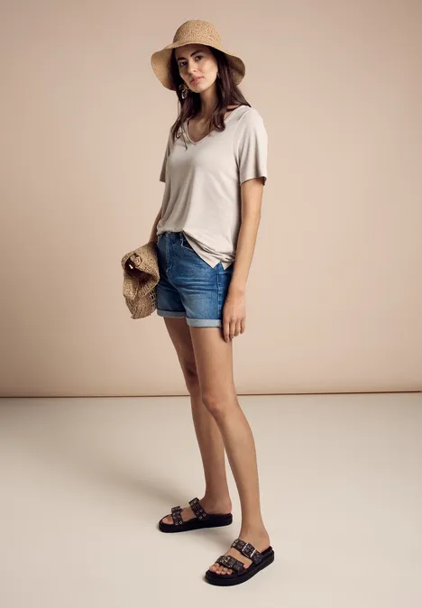 Leichtes T-Shirt smooth sand beige