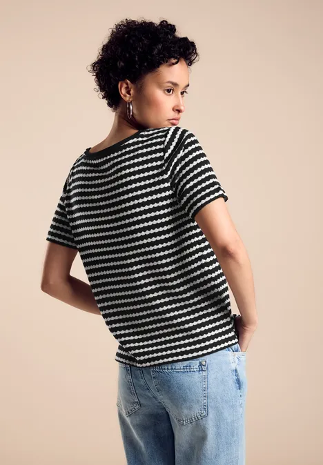 T-Shirt in Strickoptik Black