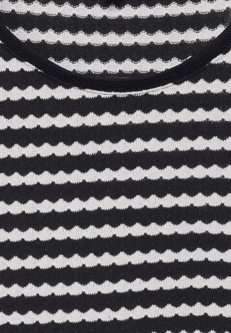 T-Shirt in Strickoptik Black