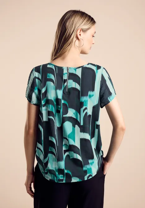 Materialmix-T-Shirt hunter green