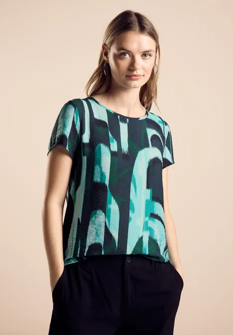 Materialmix-T-Shirt hunter green