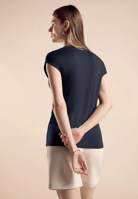 T-shirt d'été en couleur unie deep blue