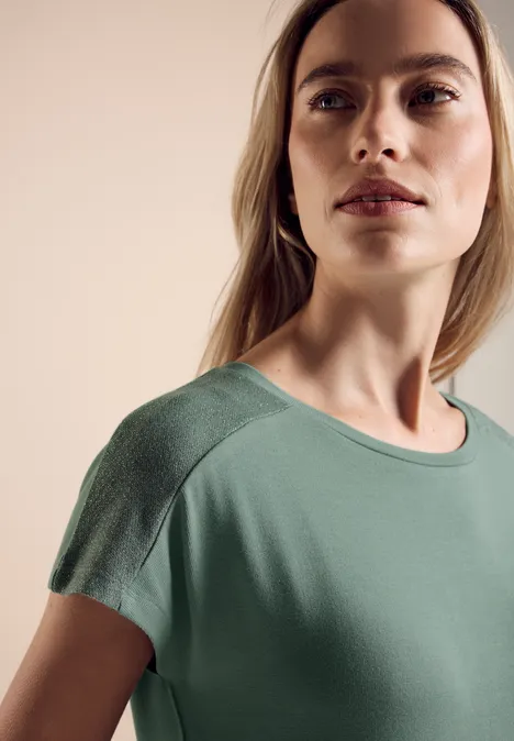 T-Shirt mit Glanz-Detail seafoam green