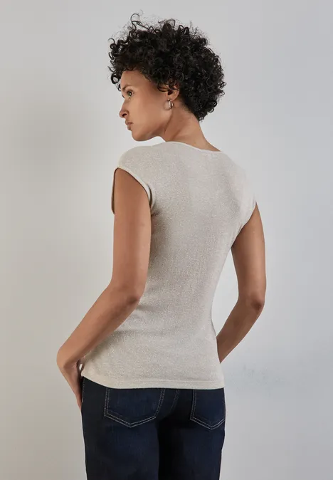 T-shirt avec encolure en cœur smooth sand beige