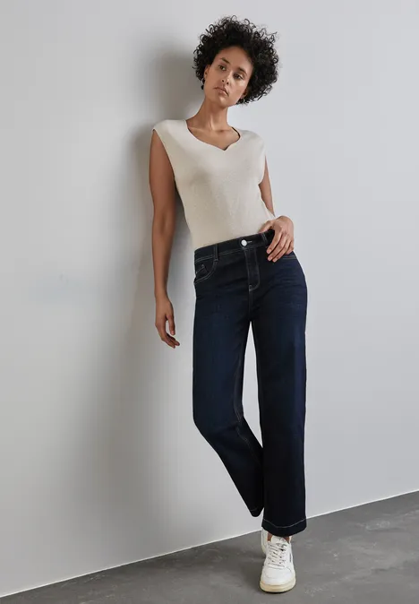T-shirt avec encolure en cœur smooth sand beige
