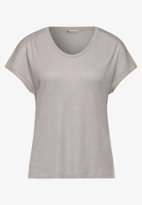 T-Shirt im Glanz-Look smooth sand beige
