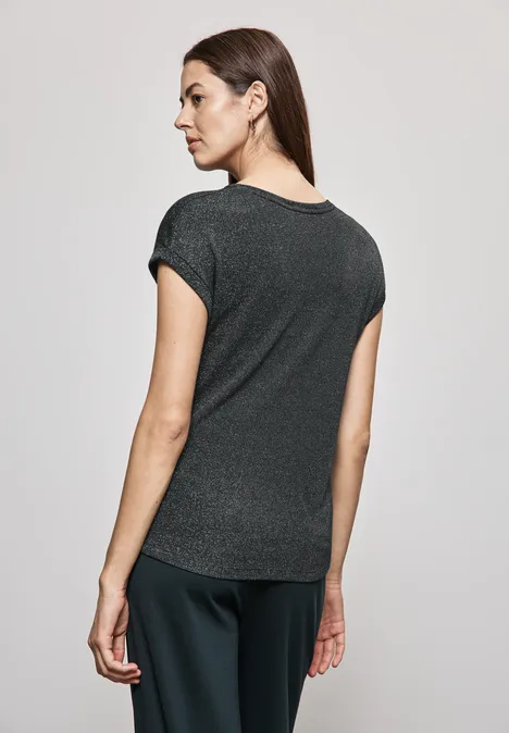 T-Shirt im Glanz-Look hunter green