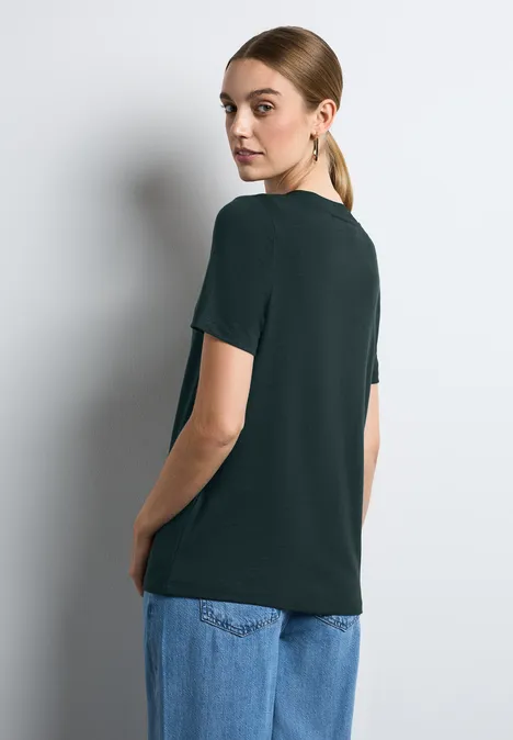 T-Shirt mit V-Ausschnitt hunter green