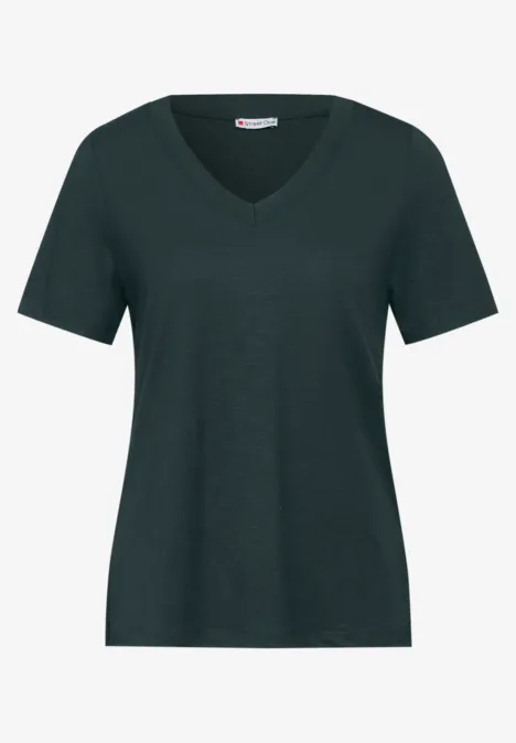 T-Shirt mit V-Ausschnitt hunter green