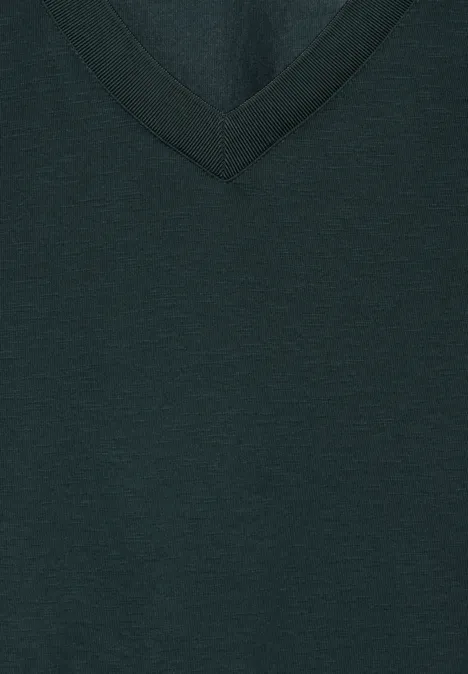 T-Shirt mit V-Ausschnitt hunter green