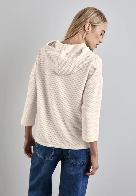 Strukturshirt mit Kapuze smooth sand beige